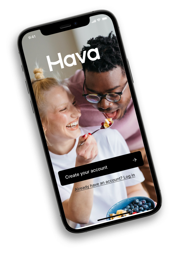 Iphone screen with hava app